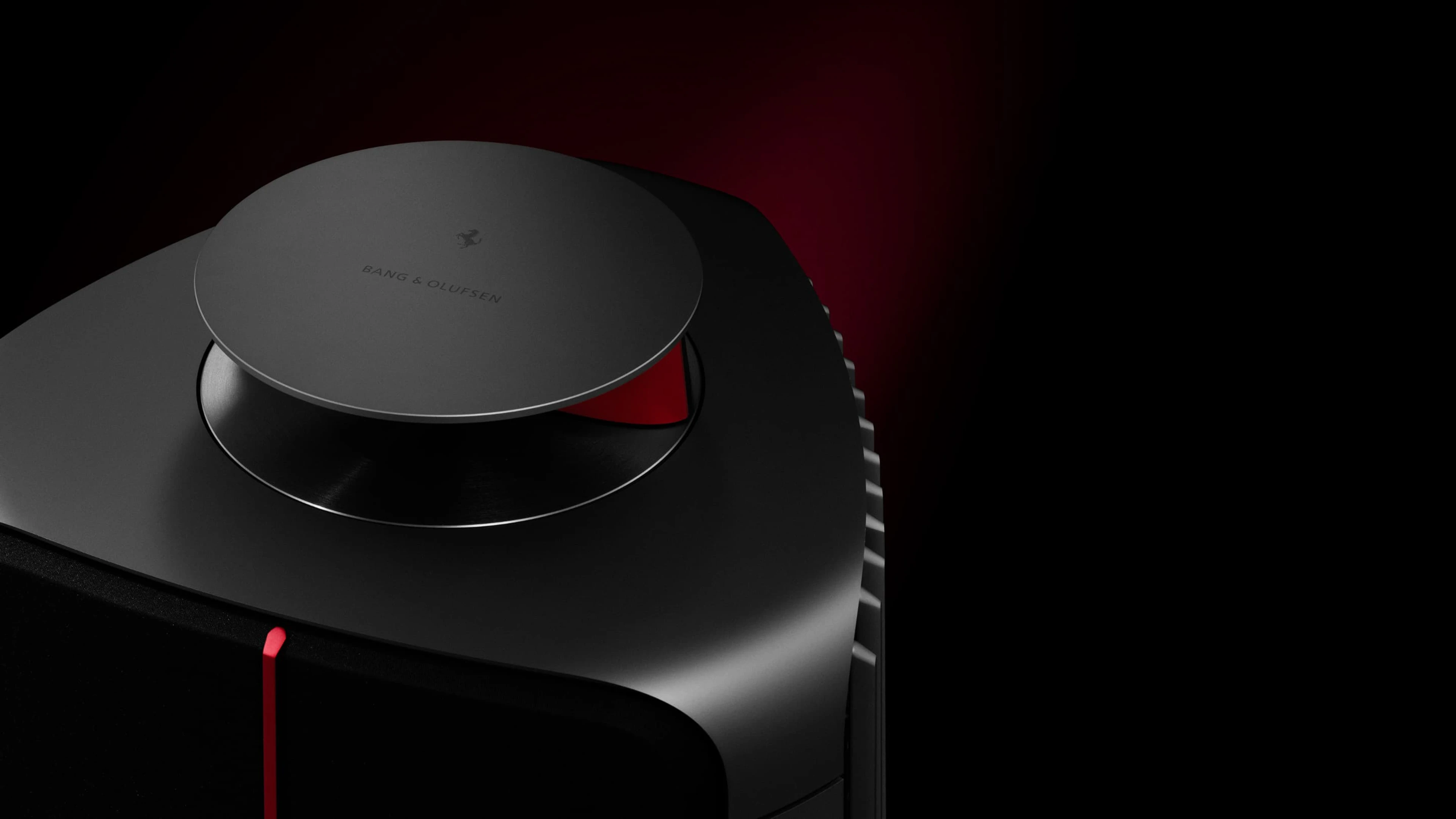 Top head of the Beolab 50 with a Ferrari and Bang & Olufsen logo showing