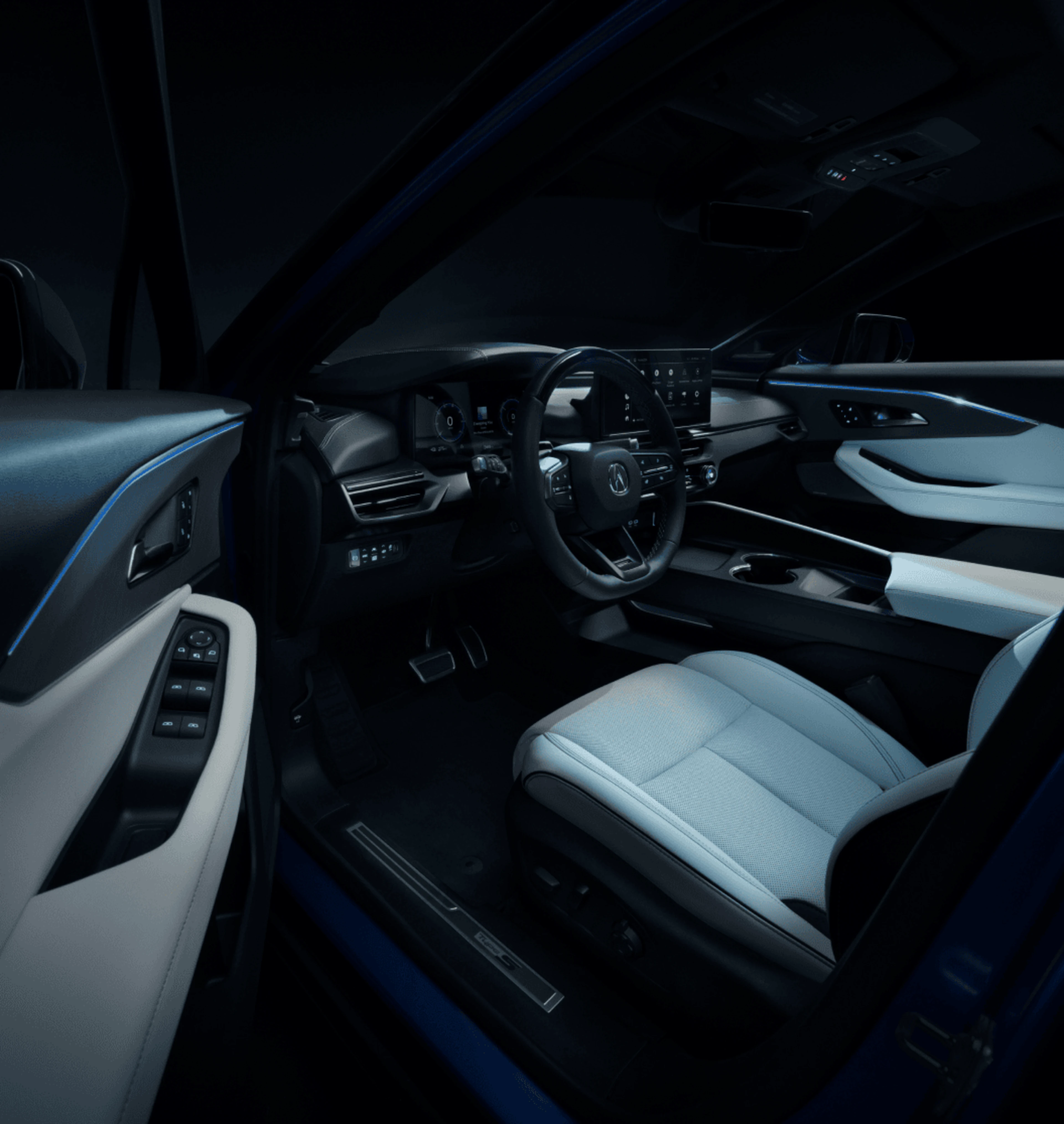 Inside of an Acura car