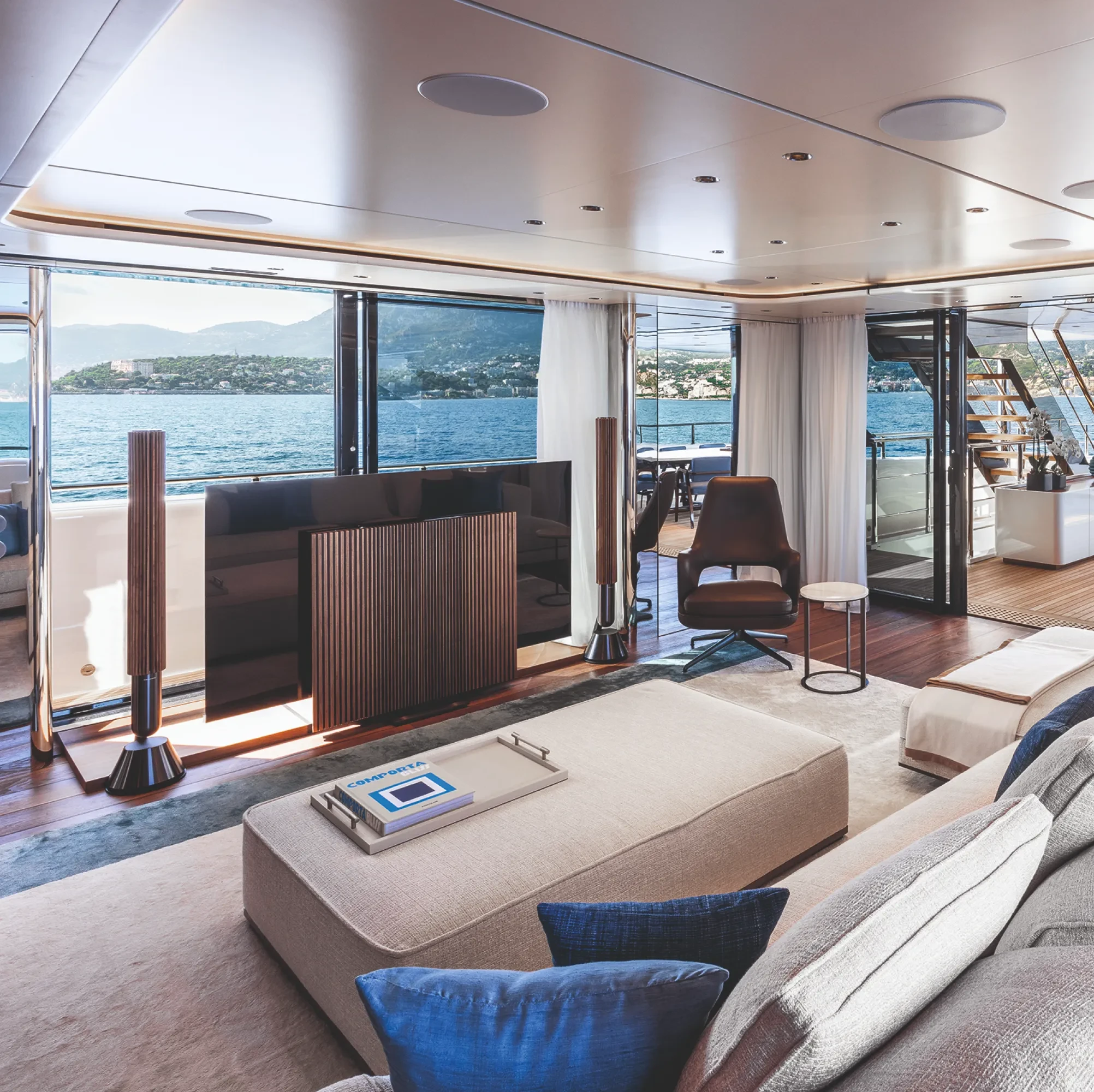 Beovision Harmony on a Ferretti yacht in a living room