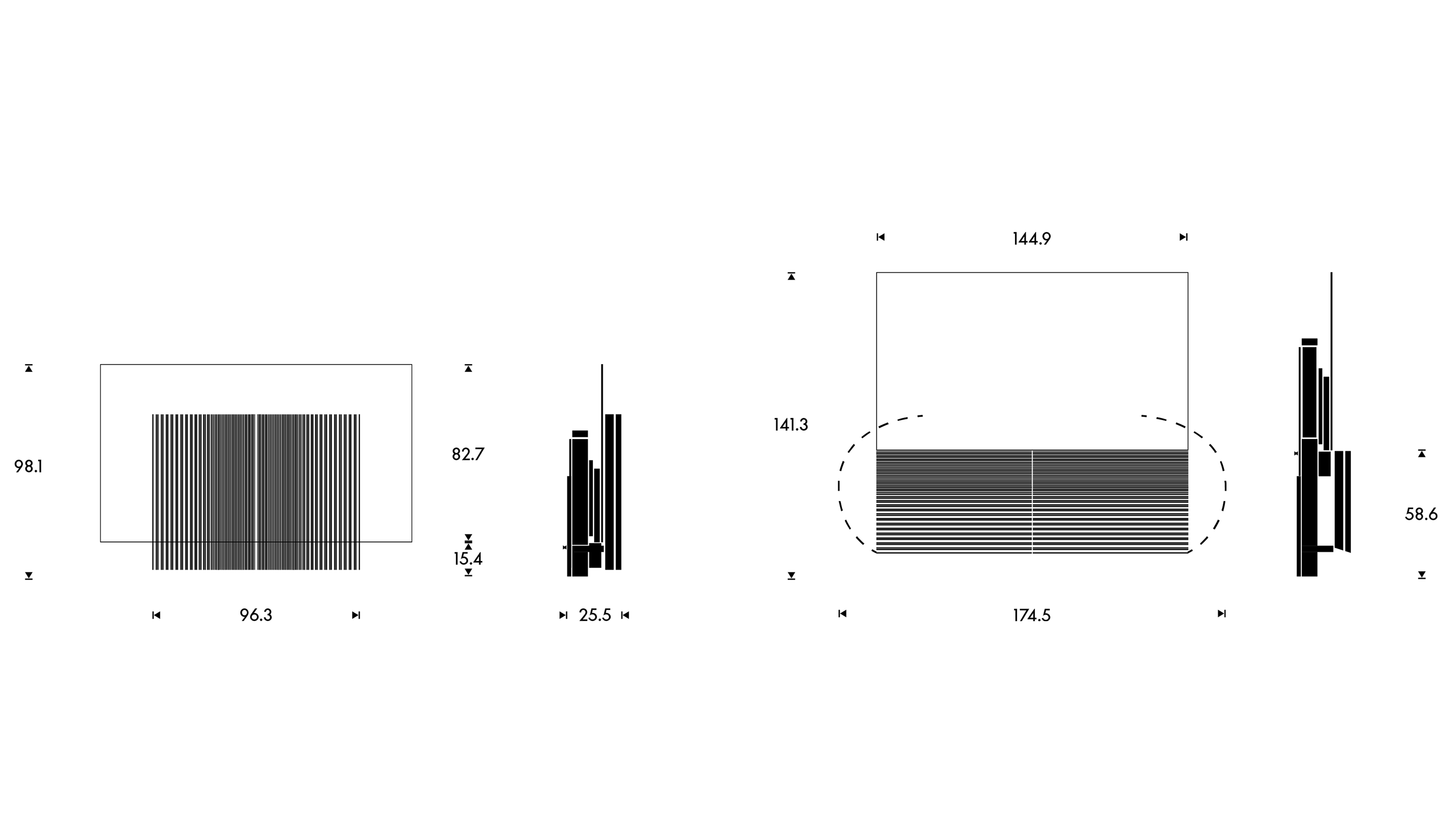 Beovision Harmony 65" Dimension Drawings wall