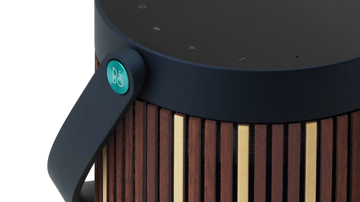 Beosound A5 Riva edition's button options and details on handle