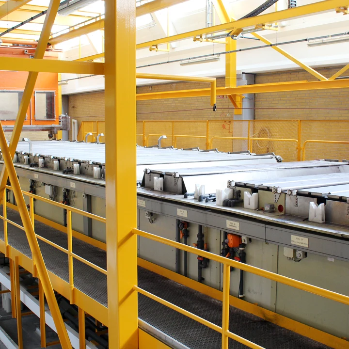 Aluminium baths in the bang and Olufsen factory in Struer Denmark