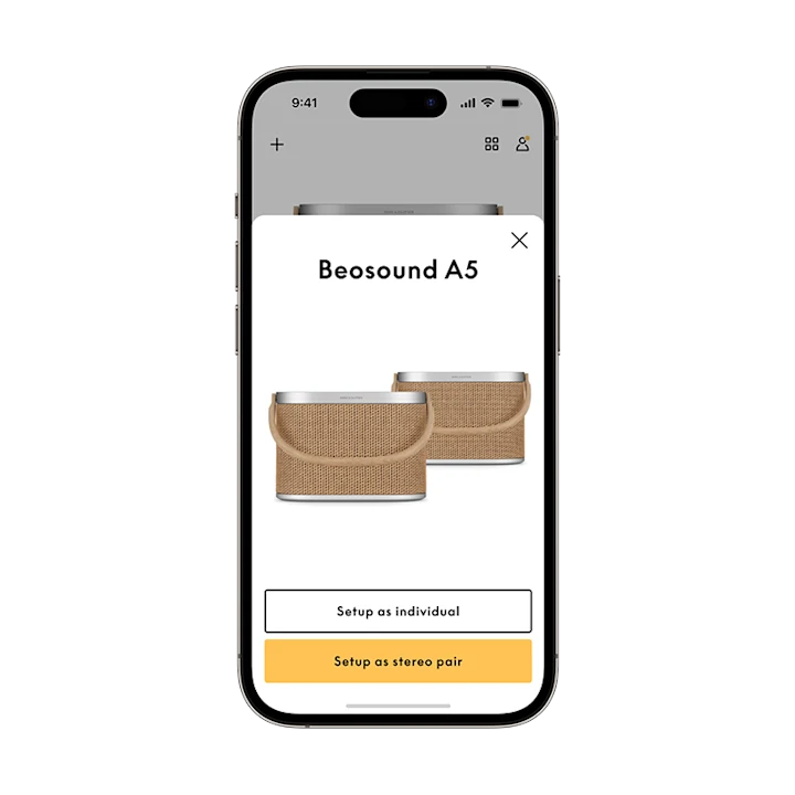 Screenshot of Stereo pairing in Bang & Olufsen App