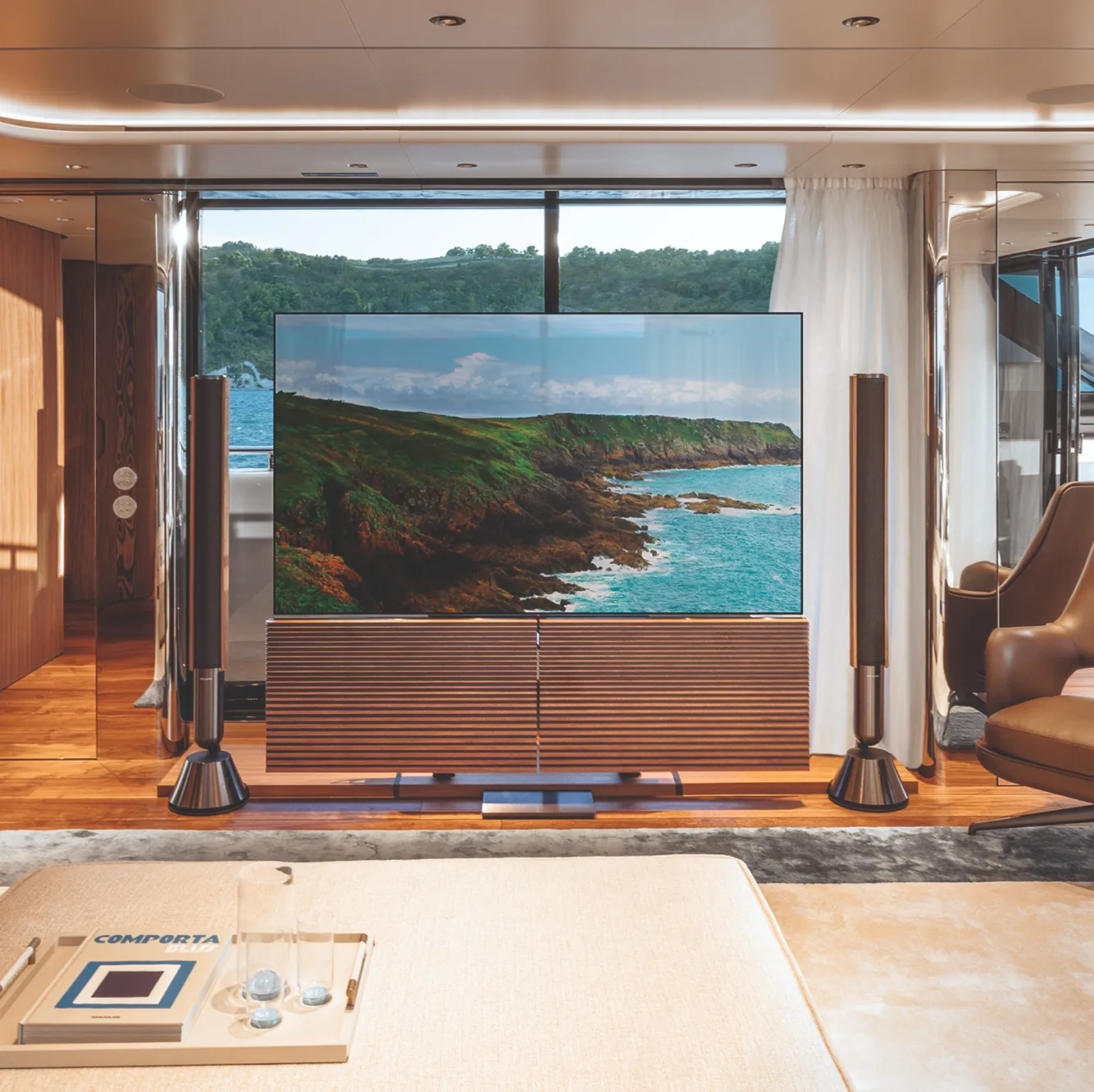 Beovision Harmony on a Ferretti yacht in a living room