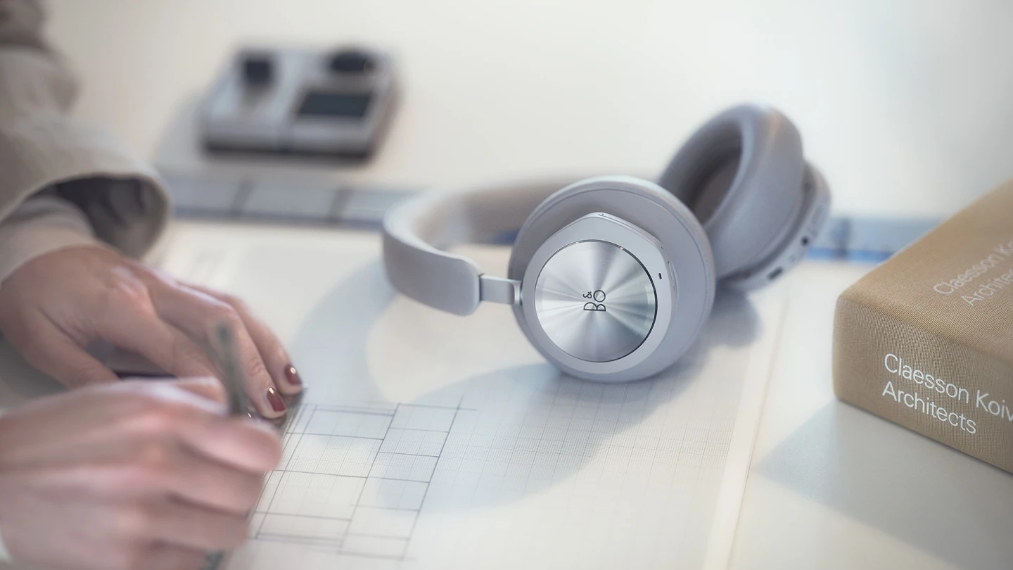 Beoplay Portal on a table while working from home