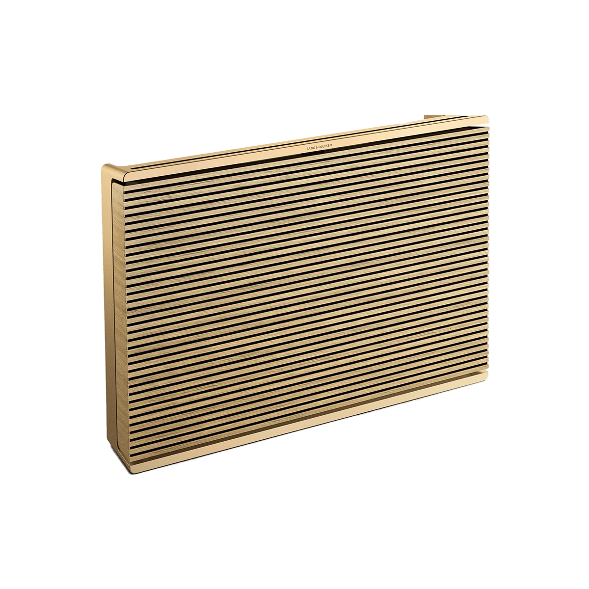 Beosound level goldtone lightoak with IF design award logo and Cralde to Cradle certificate logo