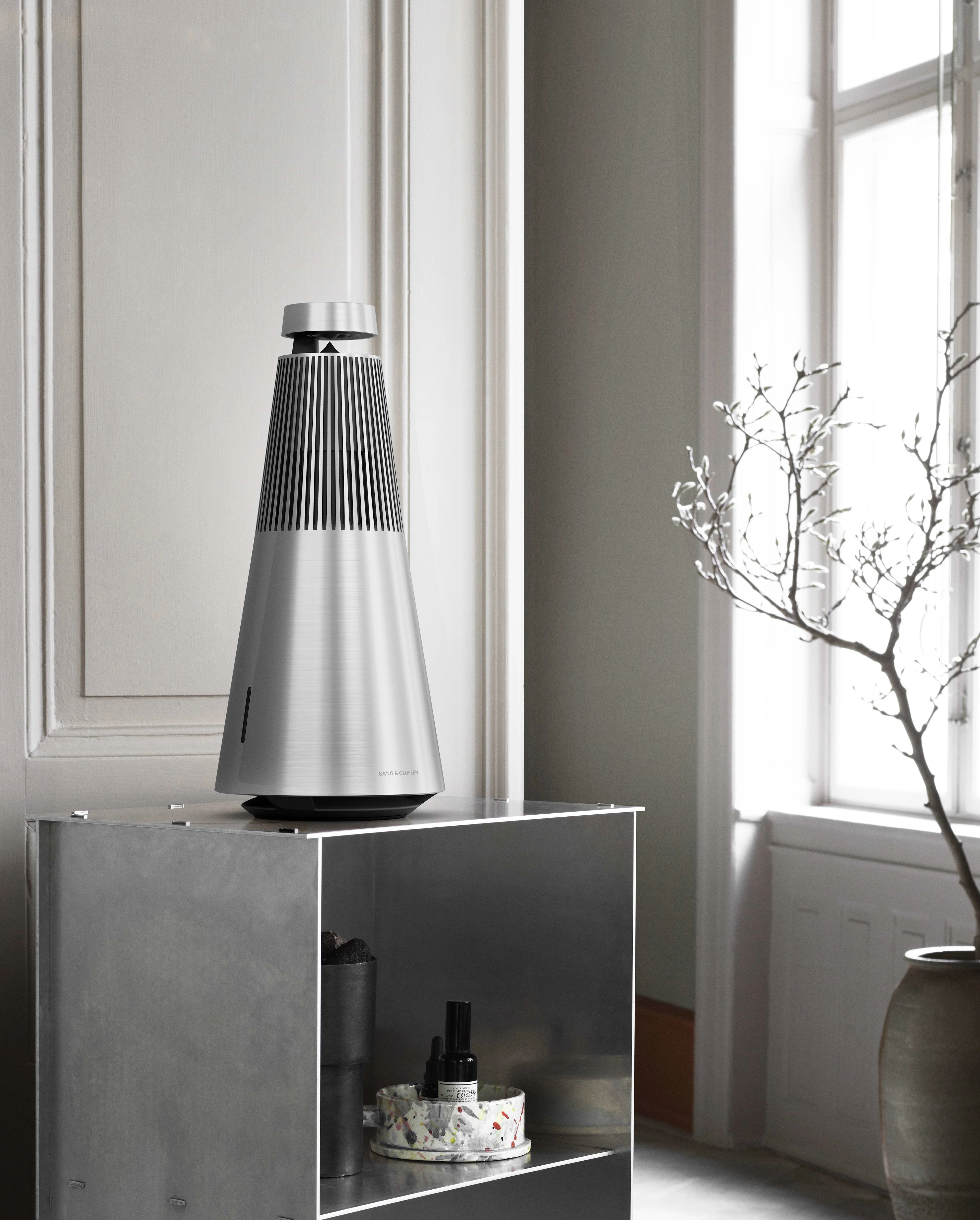 Beosound 2 placed on an aluminium table