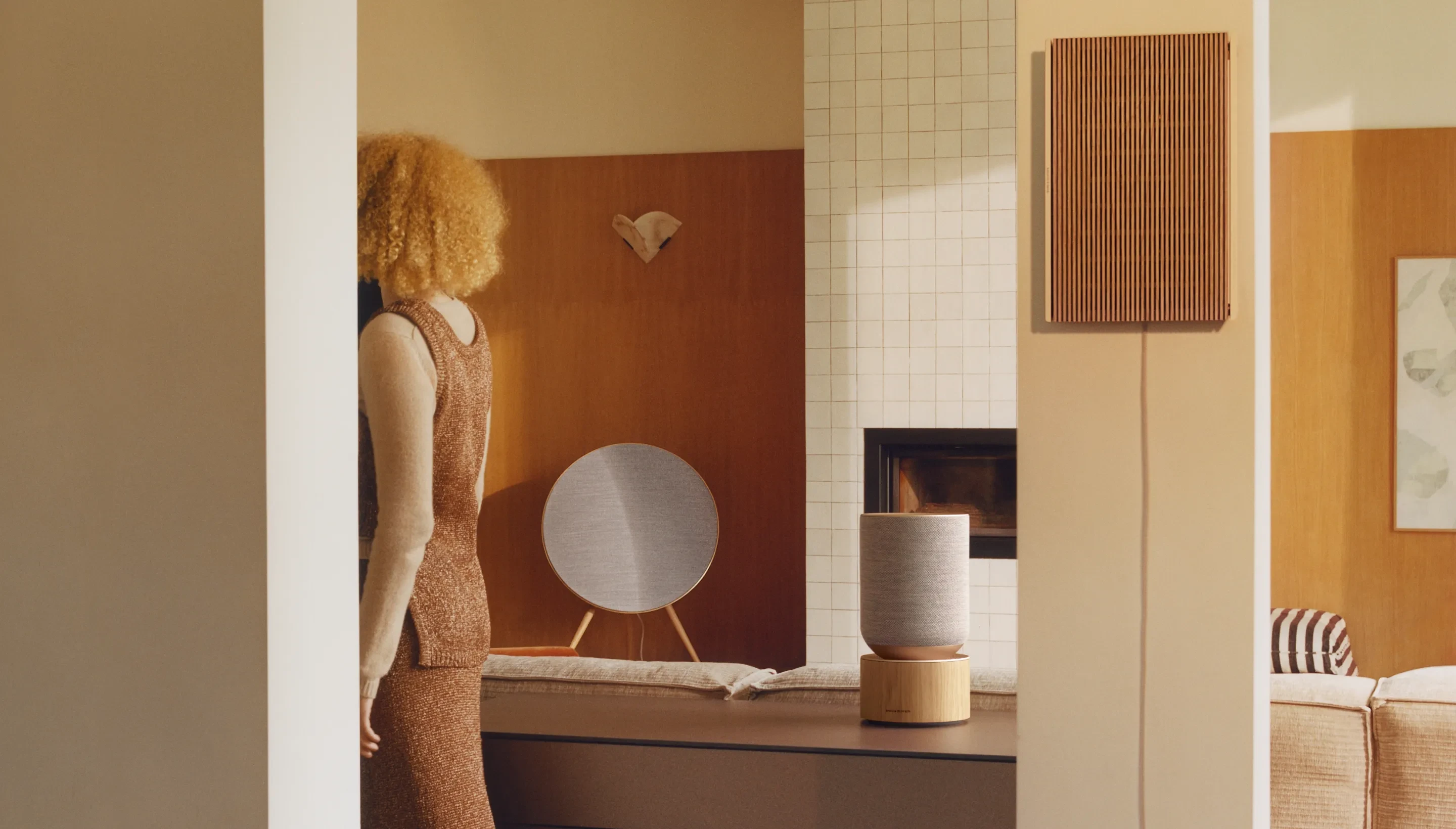 Person leaving a room were Beosound Balance, Beosound A5 And Beosound Level is in