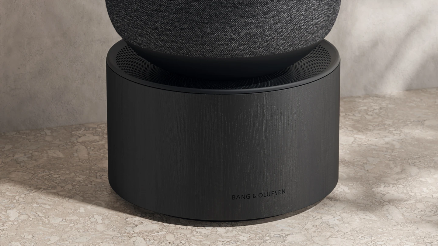 Beosound Balance home speaker, in the wood variant in black colour