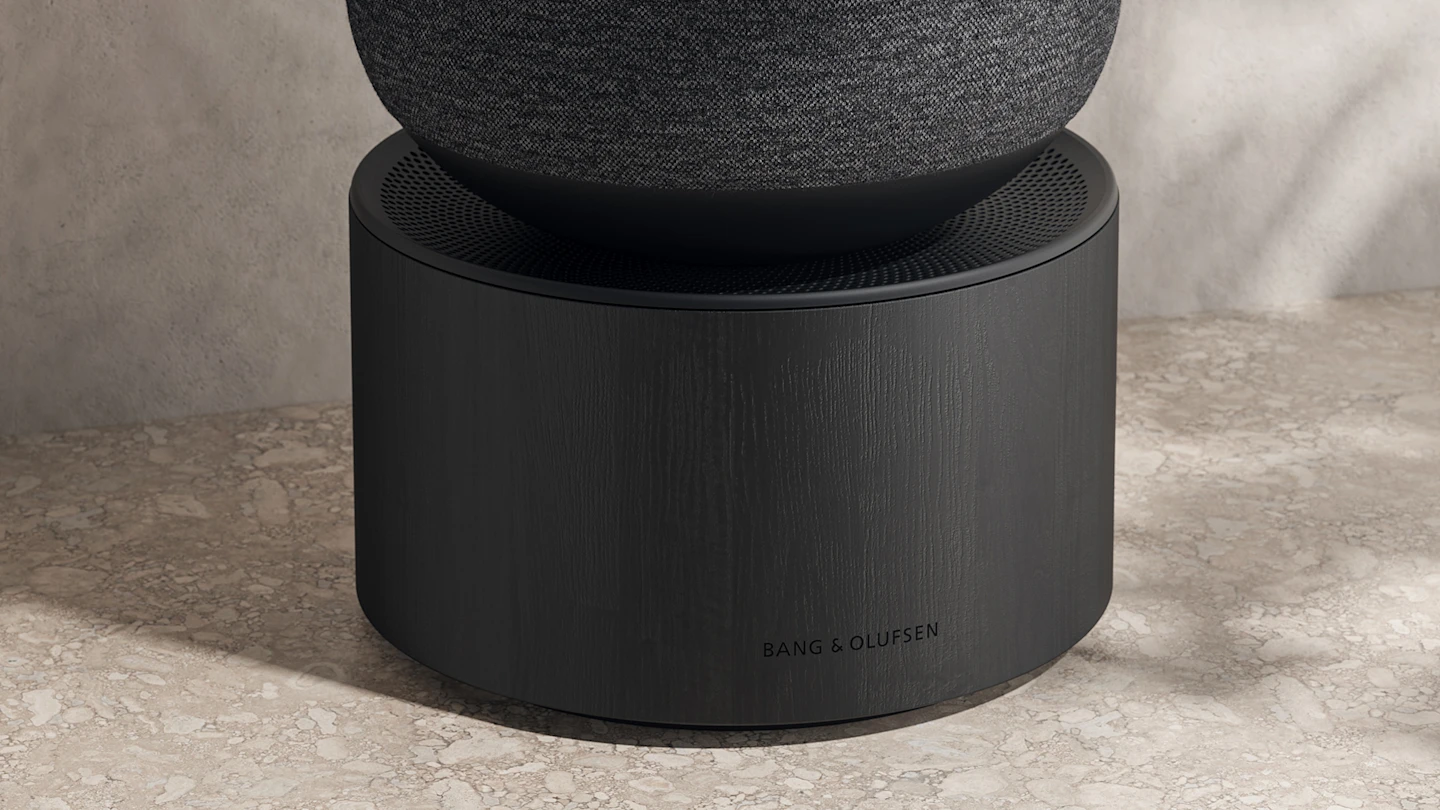 Beosound Balance home speaker, in the wood variant in black colour