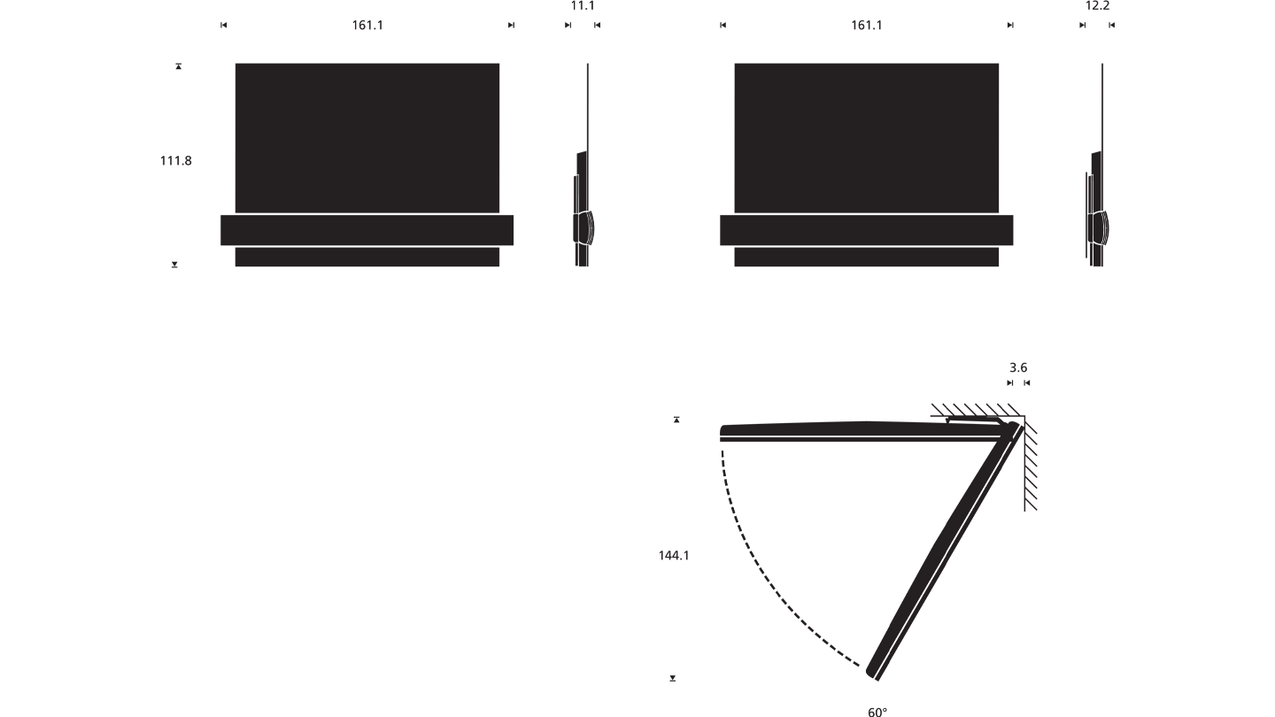 Eclipse 65 Drawing dimensions wall bracket