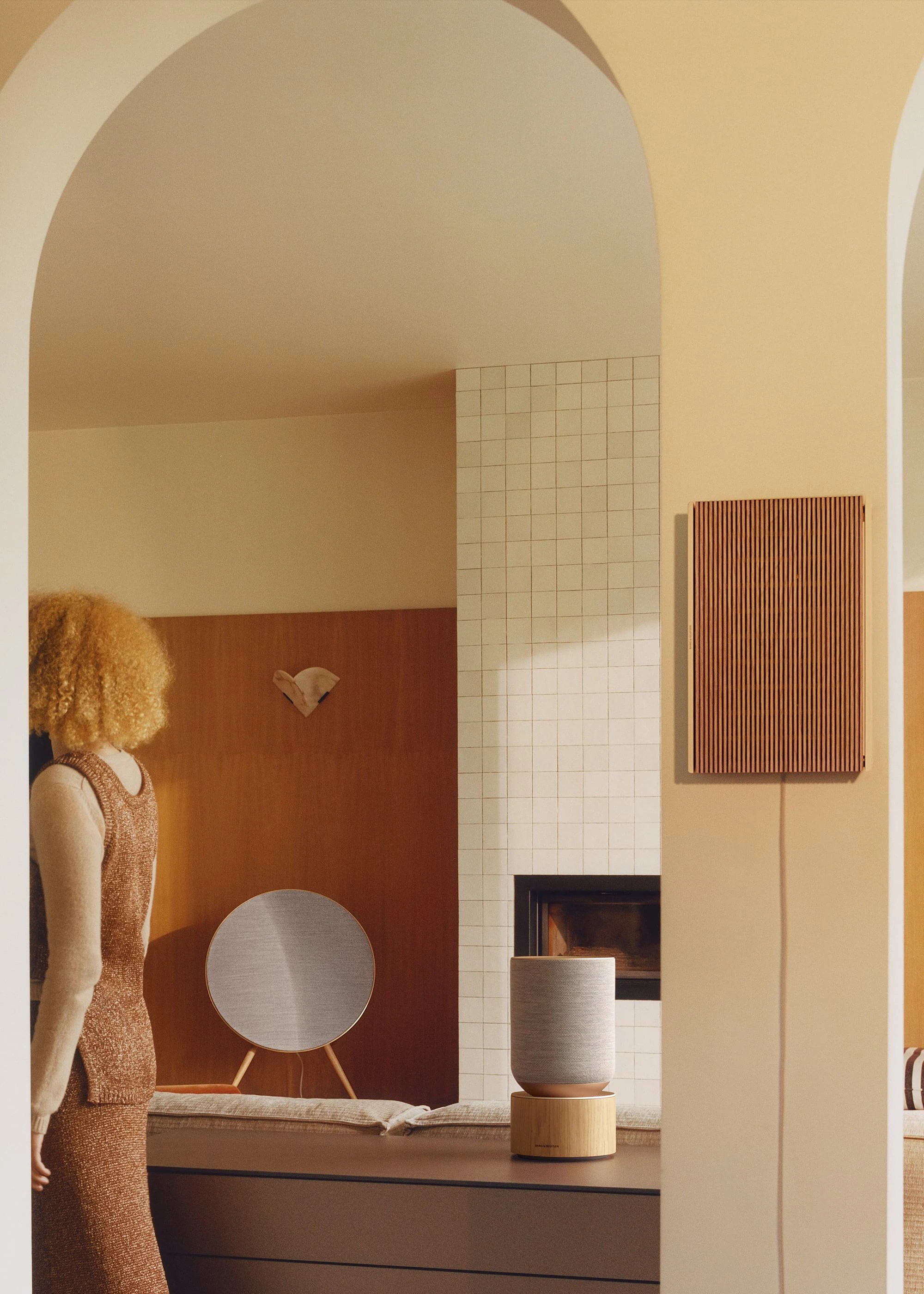 Person leaving a room were Beosound Balance, Beosound A5 And Beosound Level is in