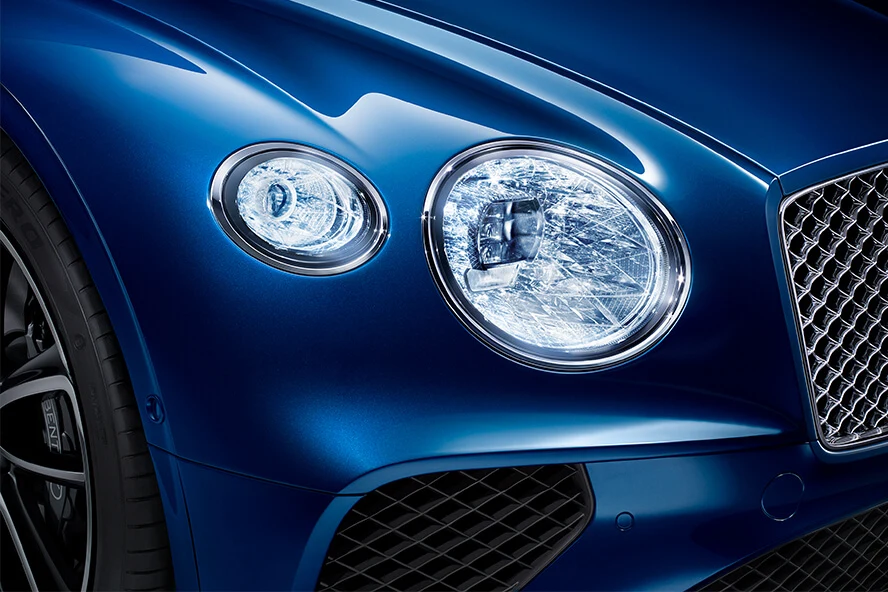 Close up of Bentley car front lights