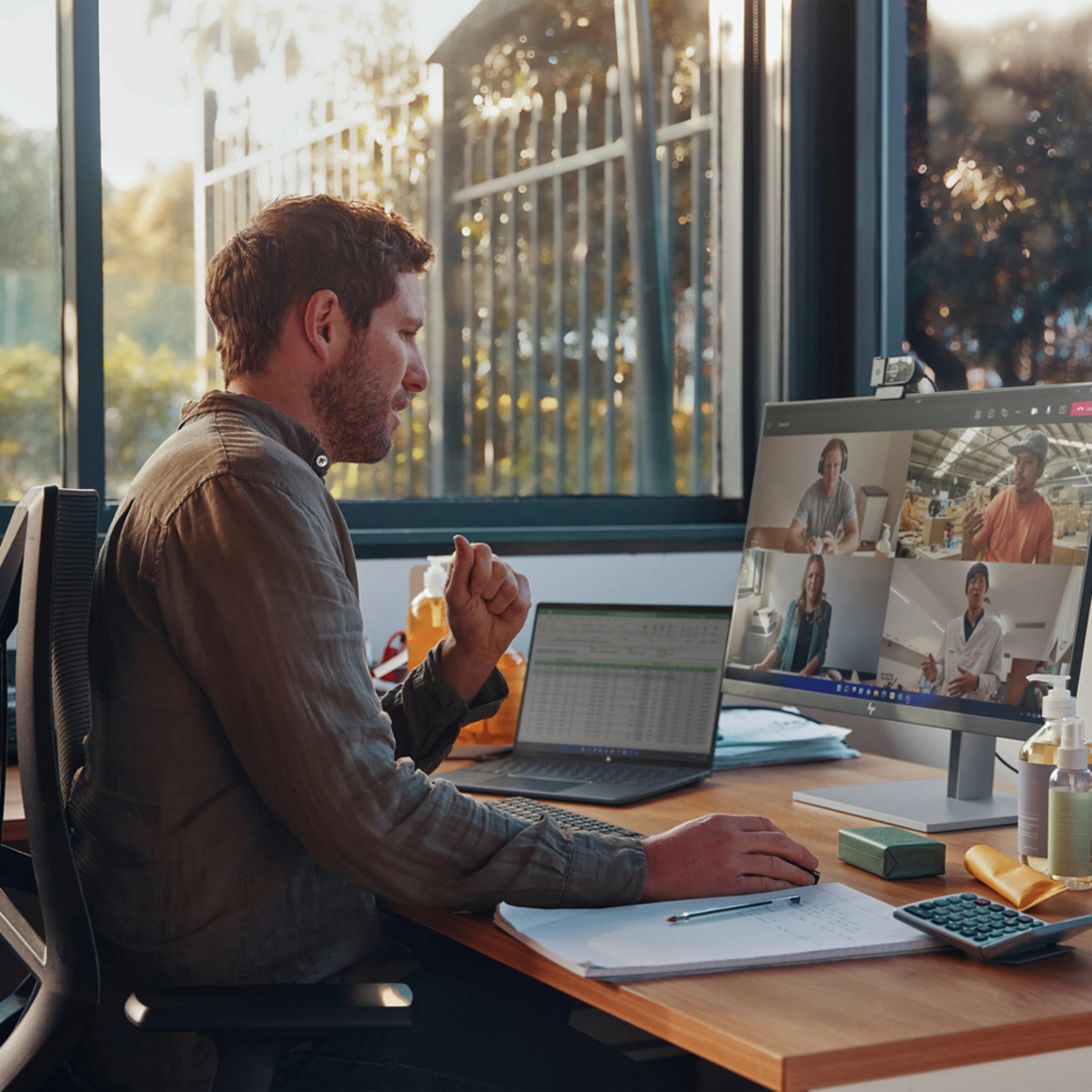 Man working from home on his HP laptop