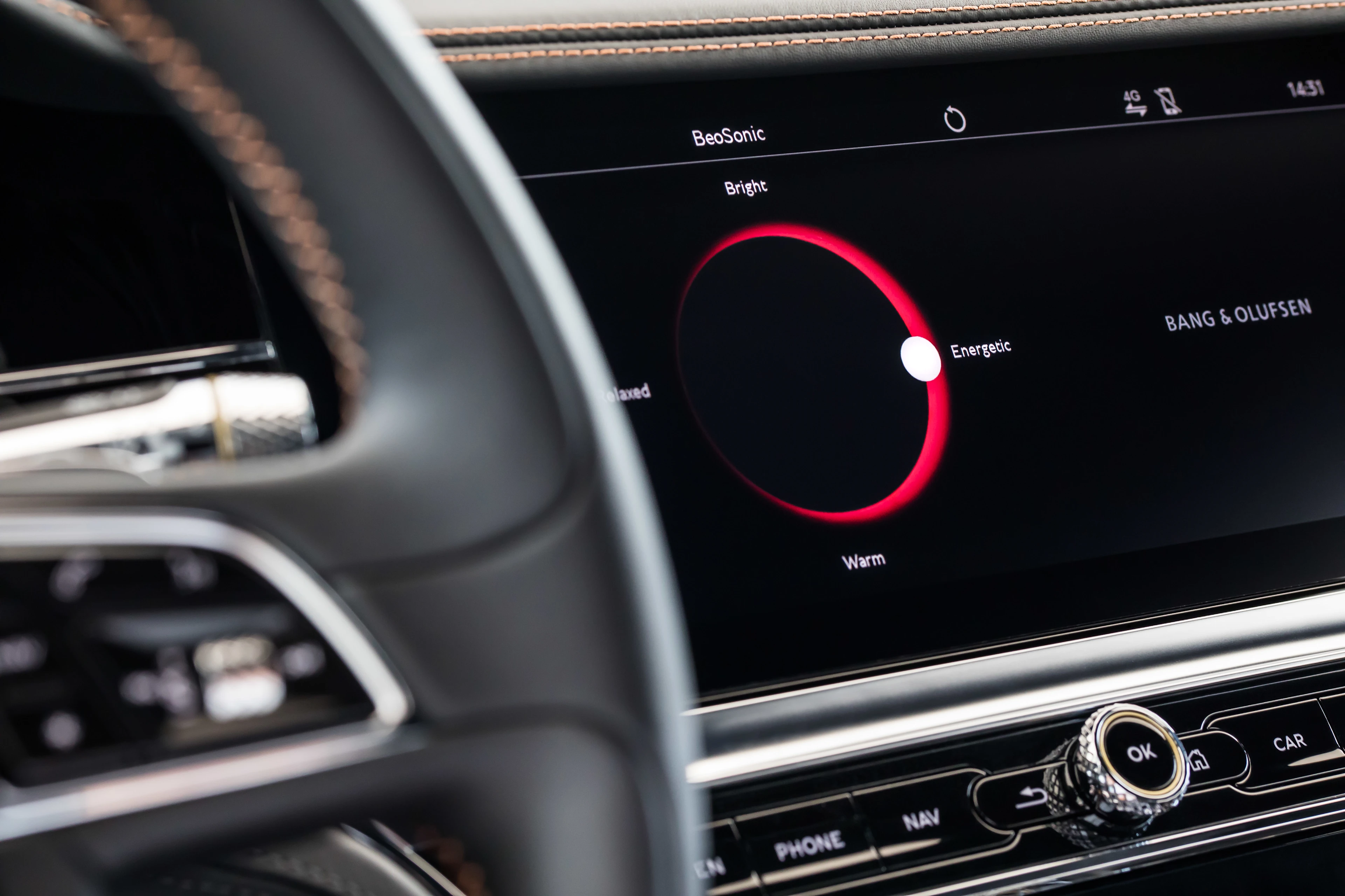 Showing the exterior of a car with B&O products integrated