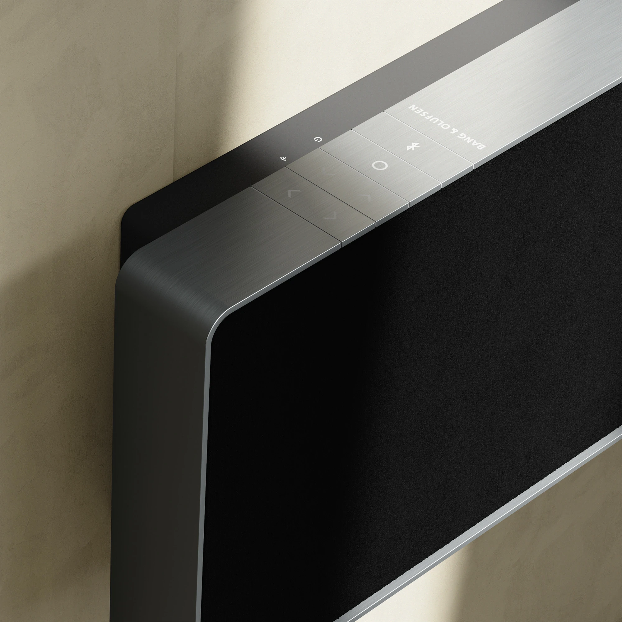 Close up of Bang & Olufsen soundbar