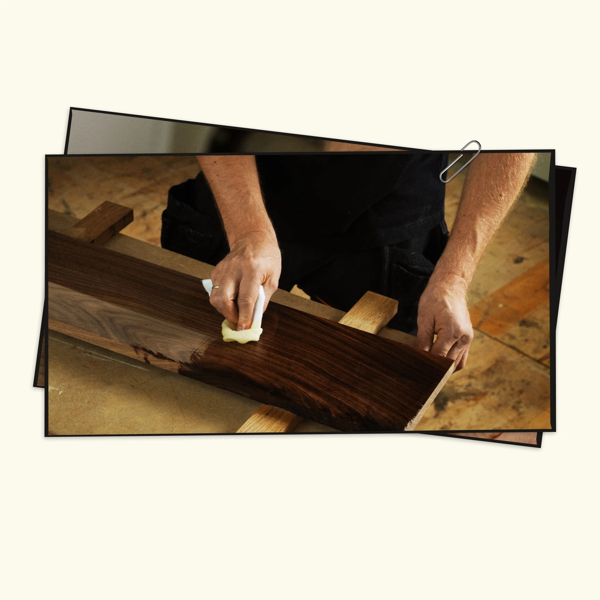 Person oiling the wood