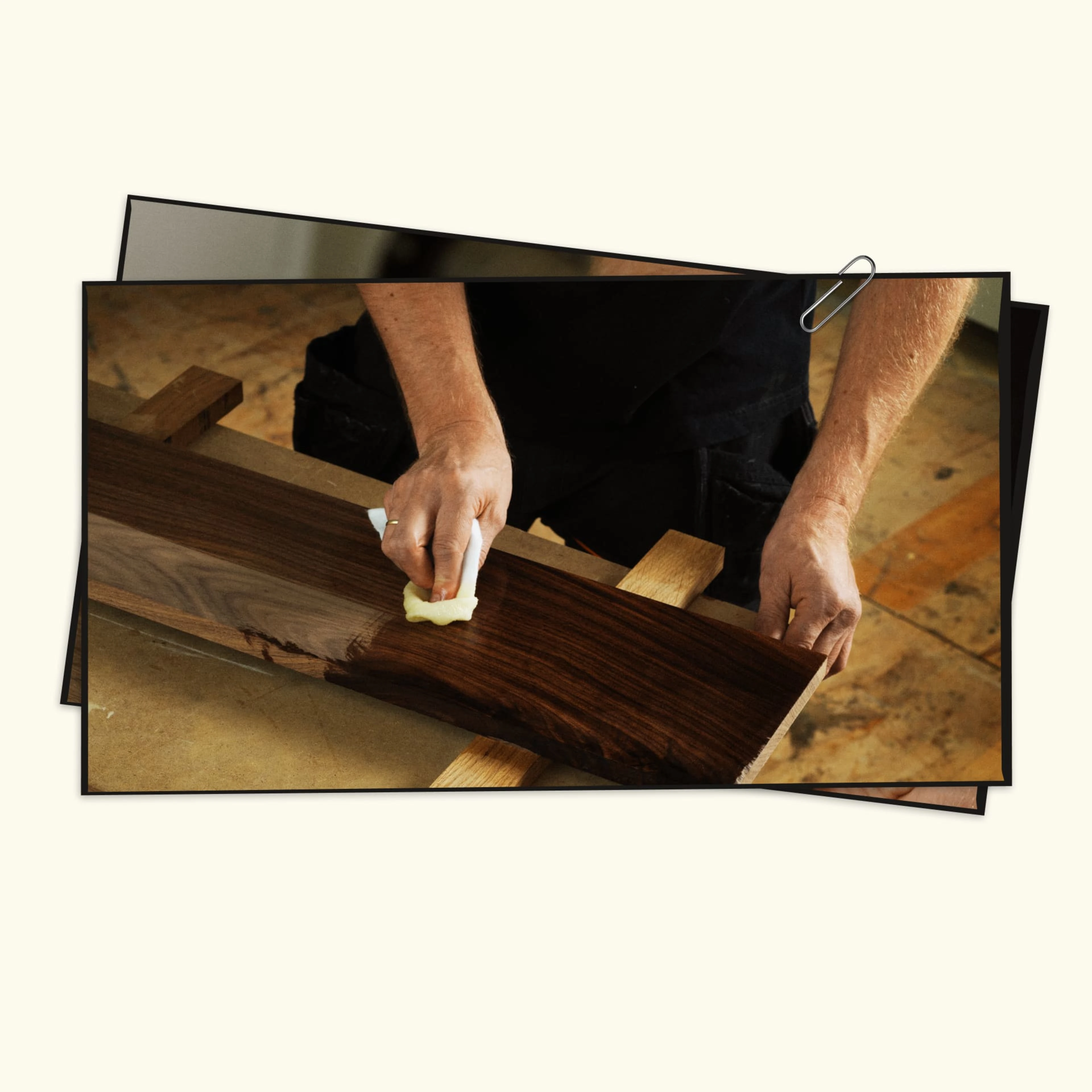 Person oiling the wood