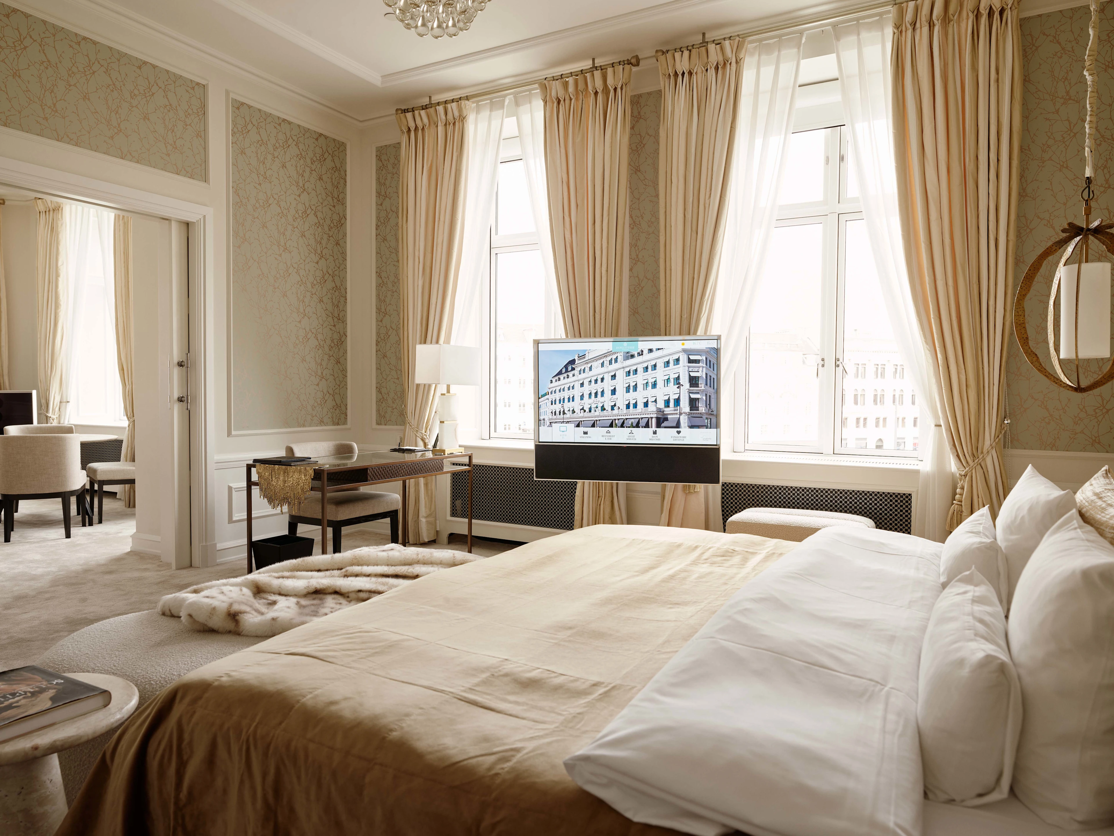 B&O television showcased in a hotel room