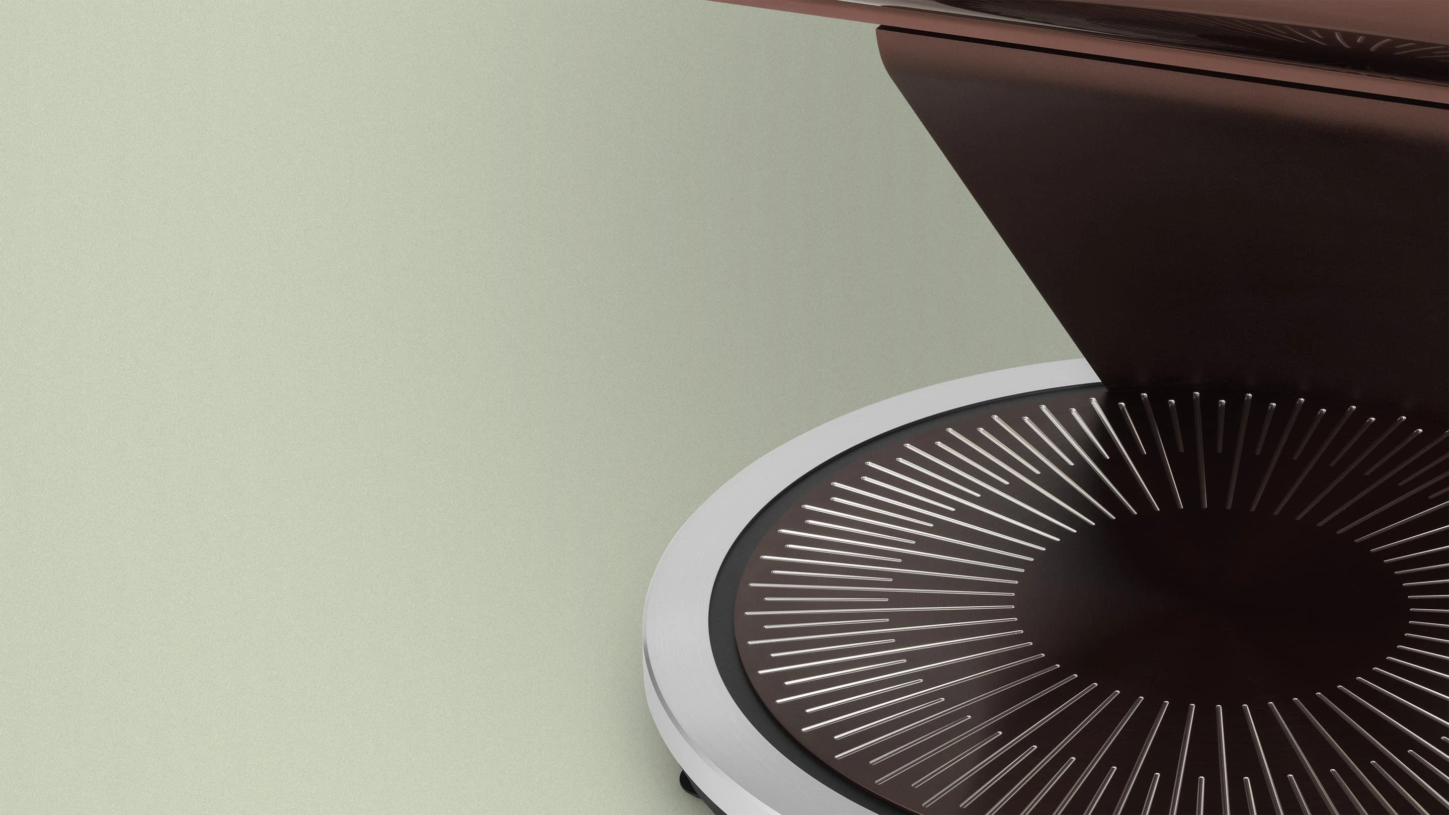 Detail shot of Beovision Theatre television floor stand with anniversary pattern, Art Deco Atelier Limited Edition