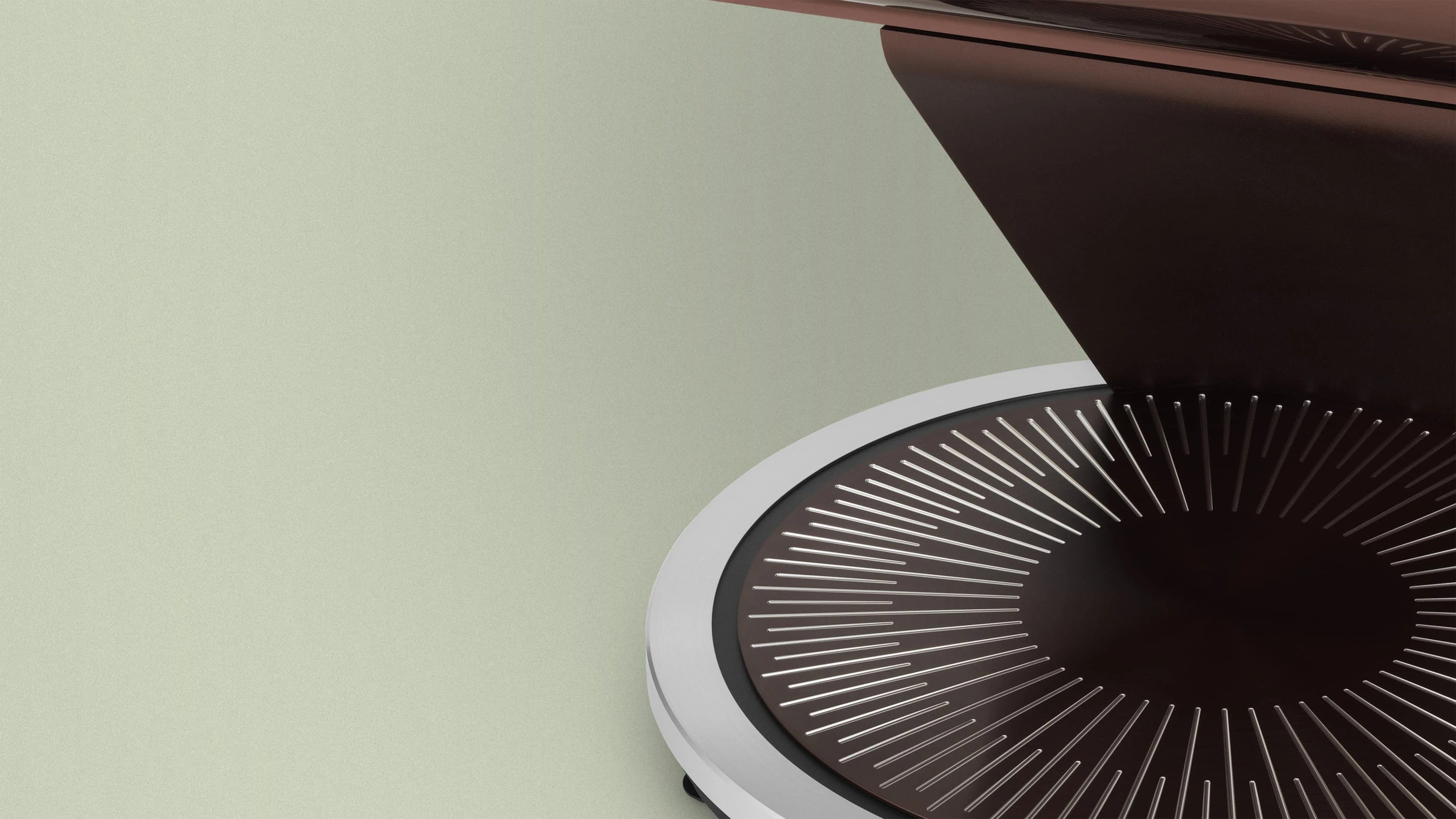 Detail shot of Beovision Theatre television floor stand with anniversary pattern, Art Deco Atelier Limited Edition