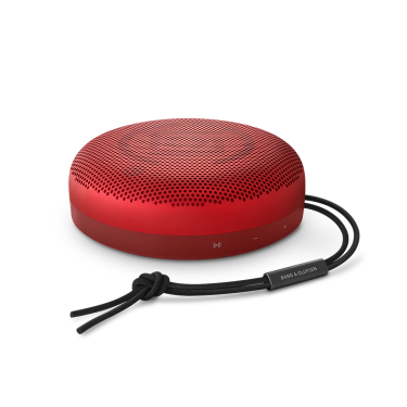 Beosound A1 2nd gen Clot Edition in red frontal full view