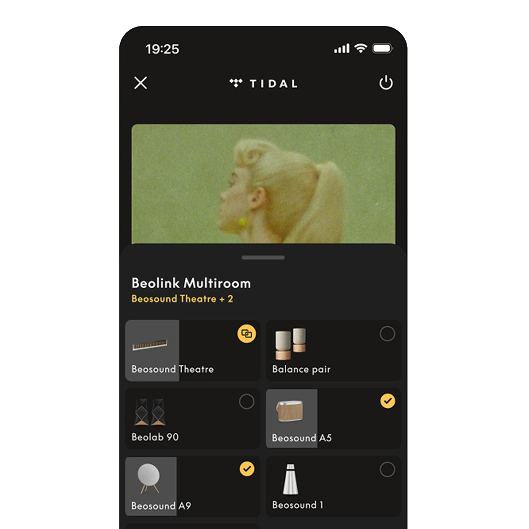 Beolink multiroom app screen