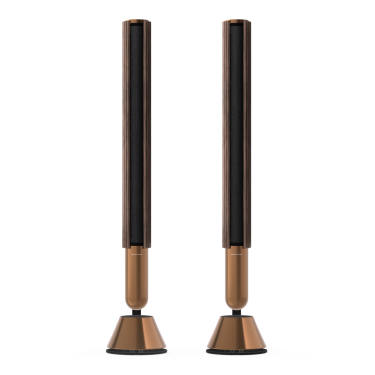 A pair of Beolab 28 speaker in Walnut with Aluminium in Bronze Tone