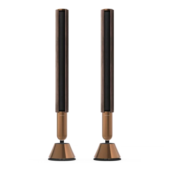 A pair of Beolab 28 speaker in Walnut with Aluminium in Bronze Tone