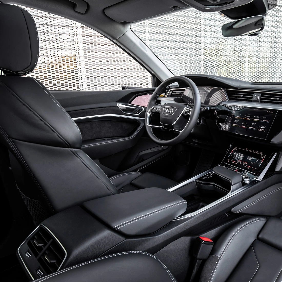 The insides of Audi e-tron view from passenger