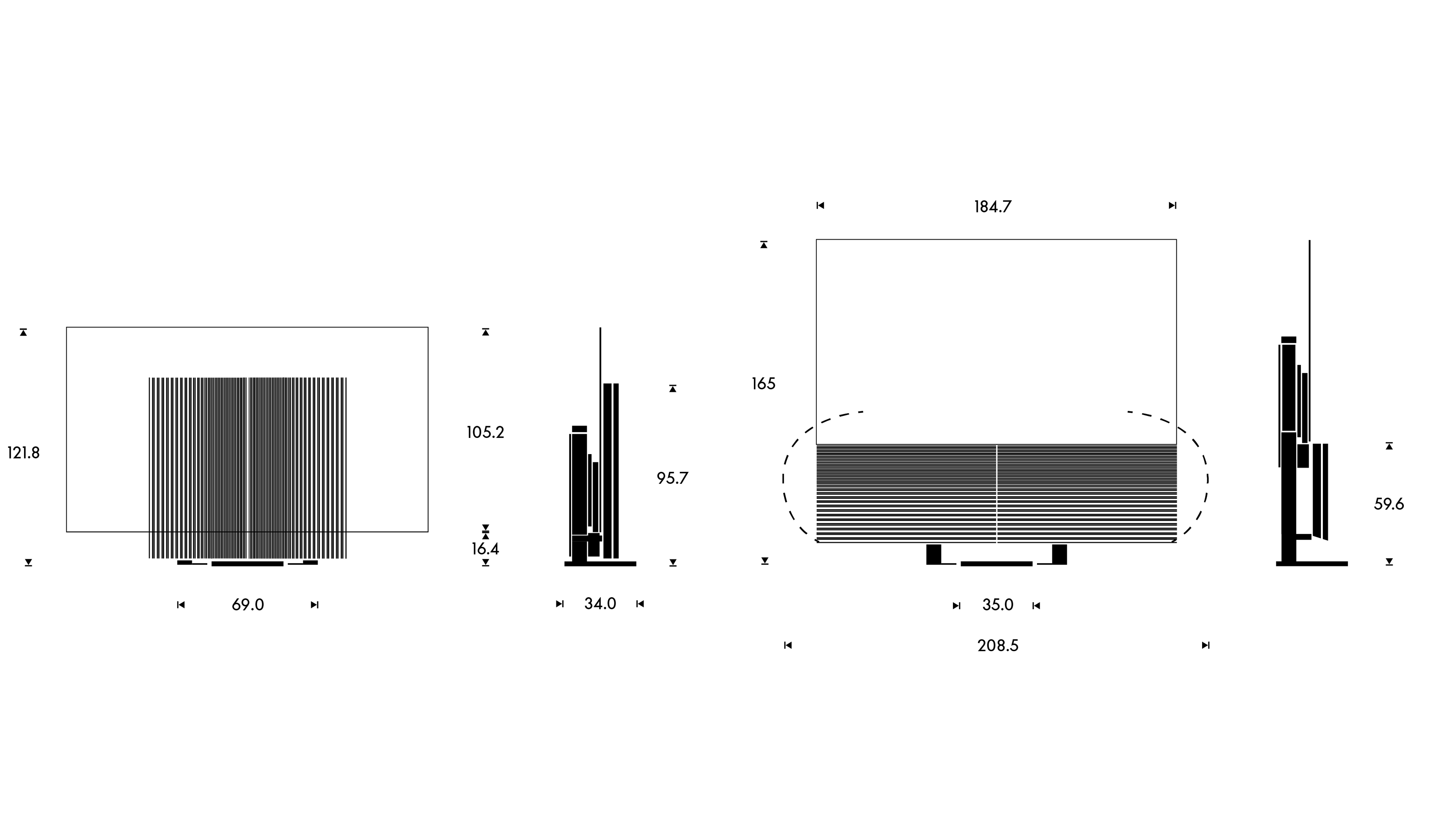 Beovision Harmony 83" dimension drawings floor standing