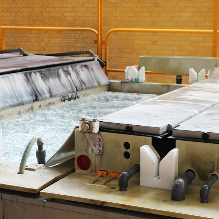 Aluminium baths close up in the bang and Olufsen factory in Struer Denmark