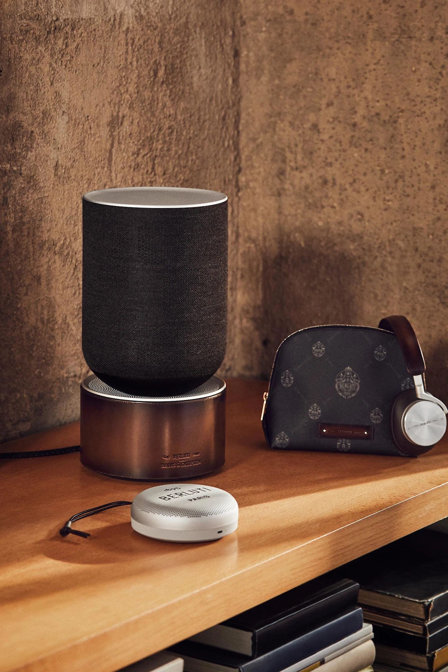 Berluti collection all together on a wooden desk