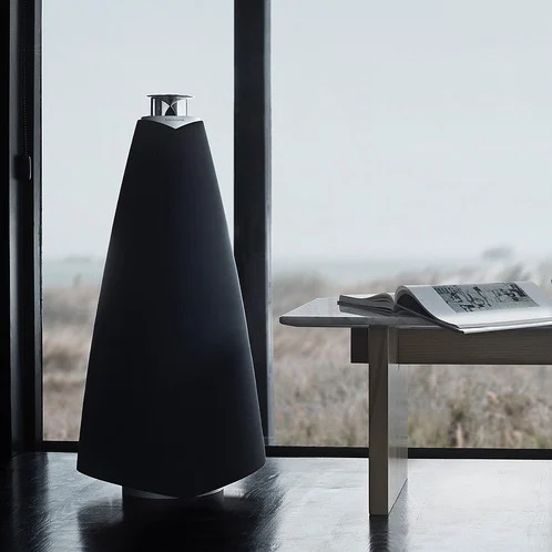 Beolab 20 speaker cabinet in front of a window