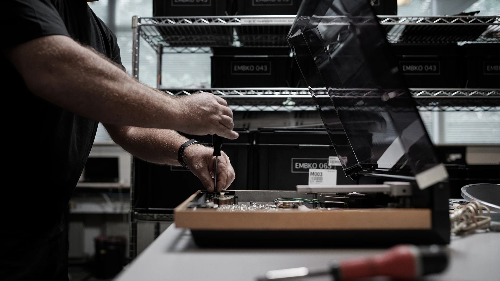 Beogram being restored in the Bang & Olufsen factory in Denmark