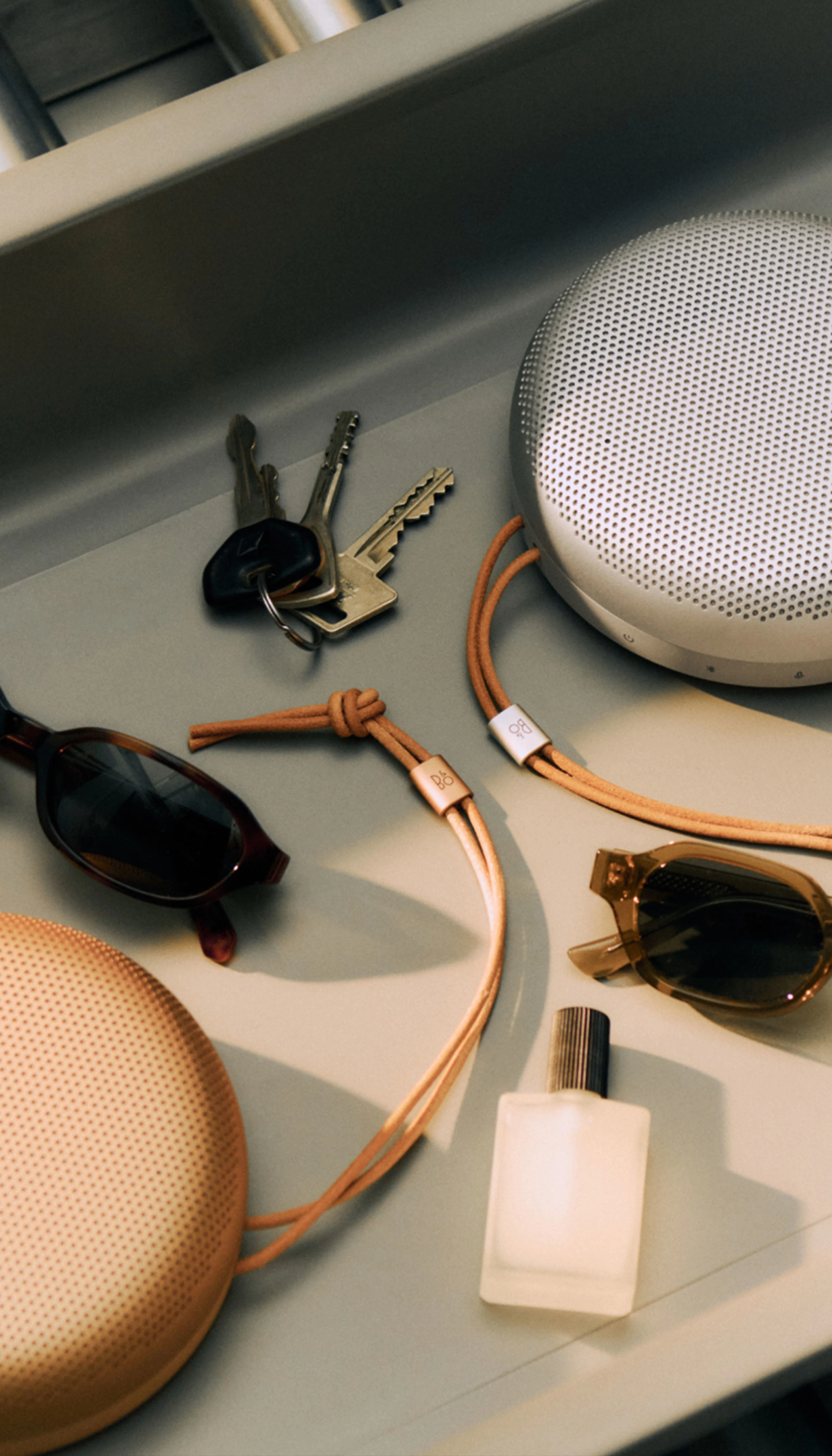 Two Beosound A1 3rd Gen's in an airport tray