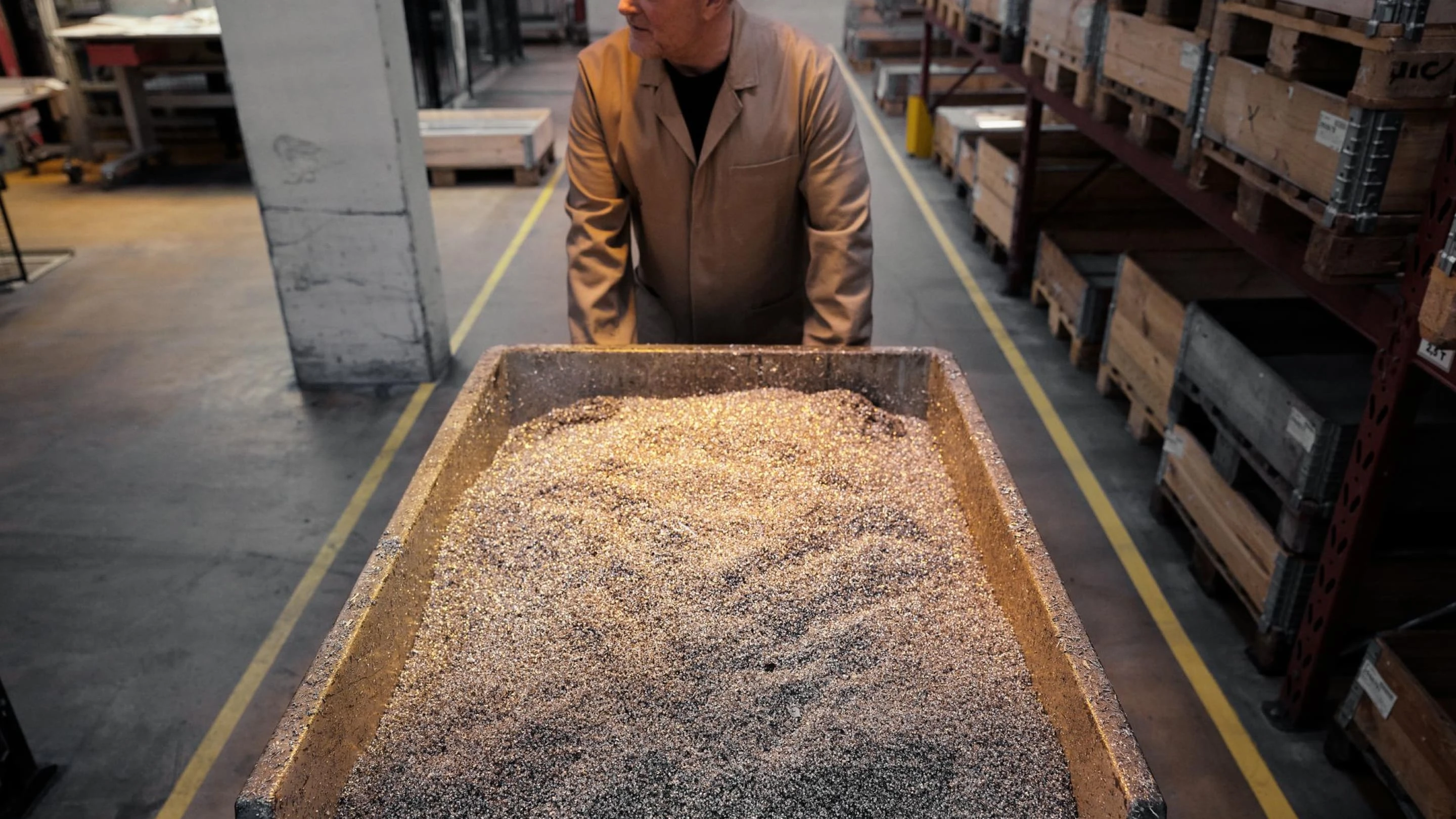 Aluminium pieces being transported