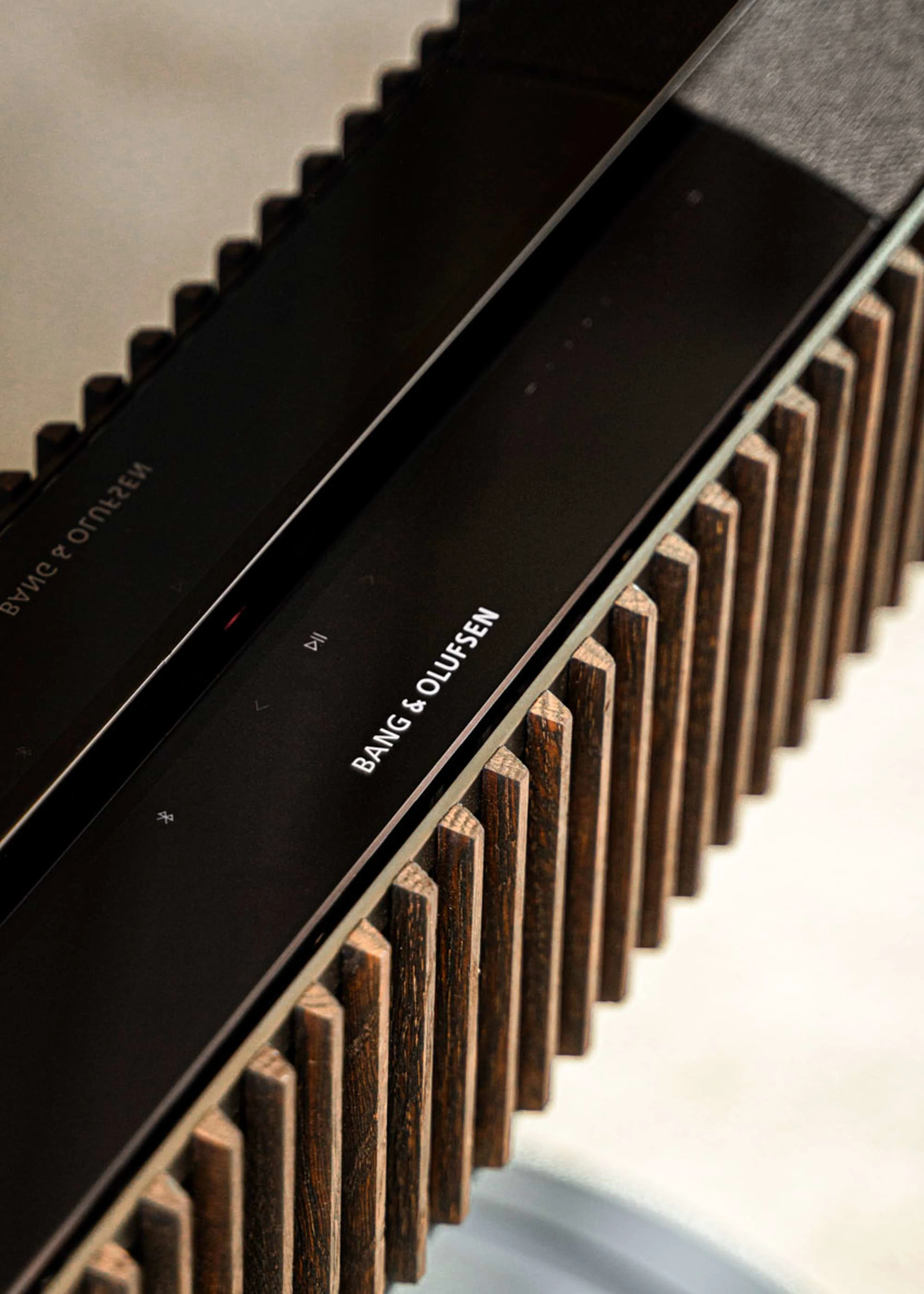 Close-up on the Beosound Theatre placed in a yacht