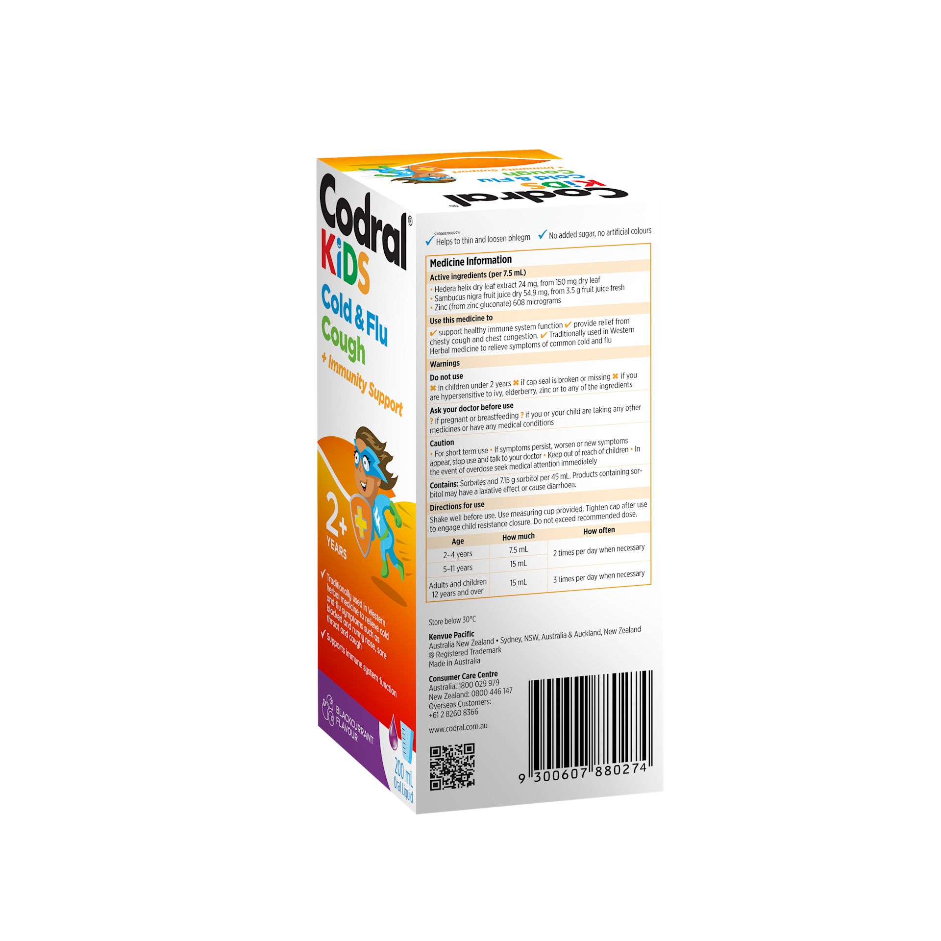 Codral Kids Cold & Flu Cough + Immunity Support
