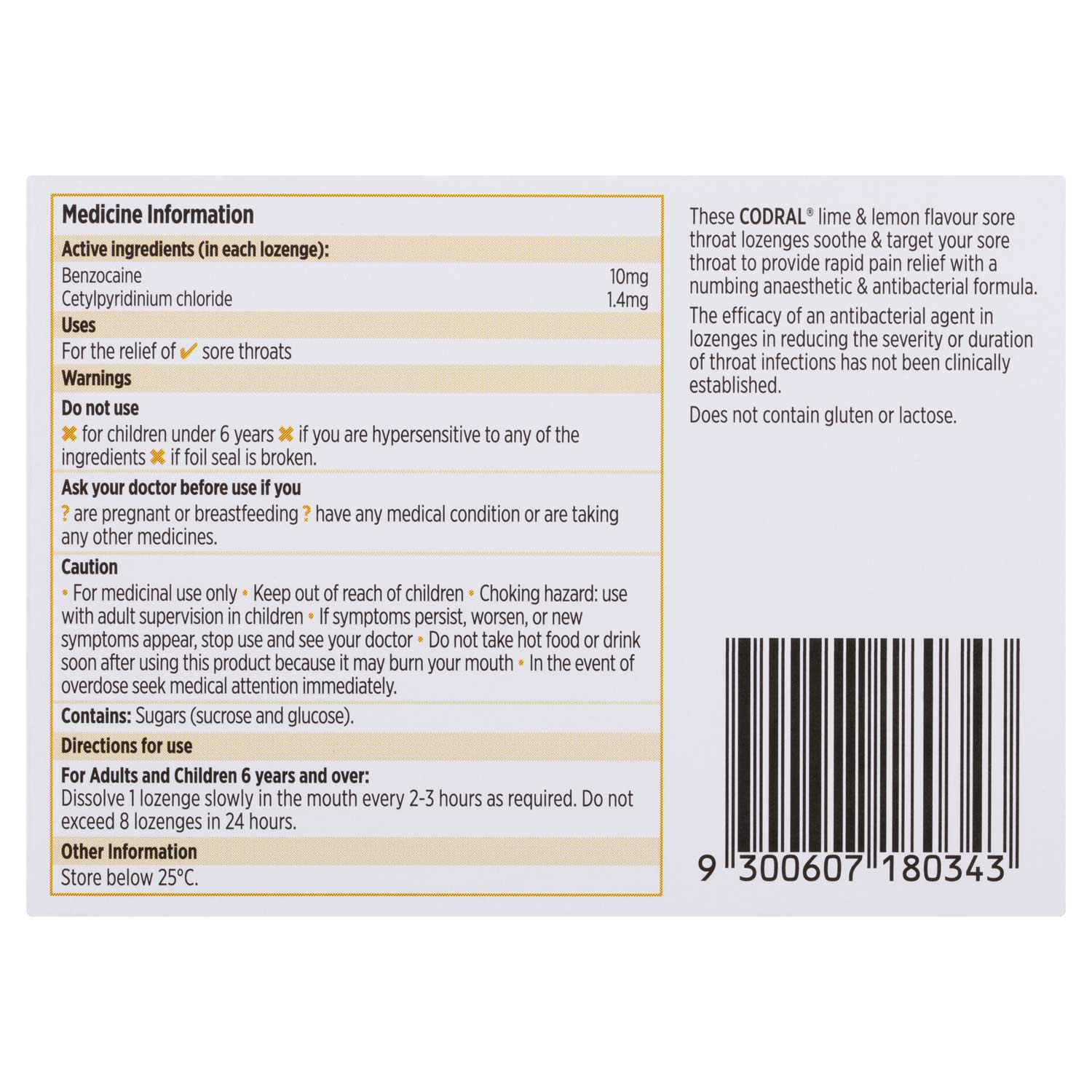 Codral DuoRelief Sore Throat Lozenges Lime & Lemon - Image 3 - Codral - en-AU
