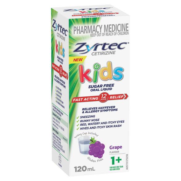 Zyrtec Kids Antihistamine Allergy & Hayfever Oral Liquid Grape