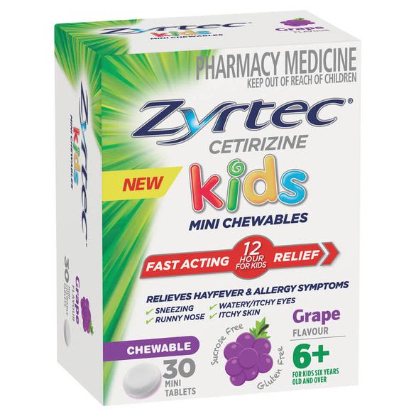 Zyrtec Kids Antihistamine Allergy & Hayfever Chewable Tablet