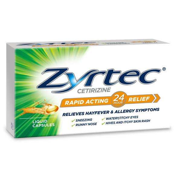 Zyrtec Rapid Acting Relief Antihistamine Hayfever & Allergy Liquid Capsules