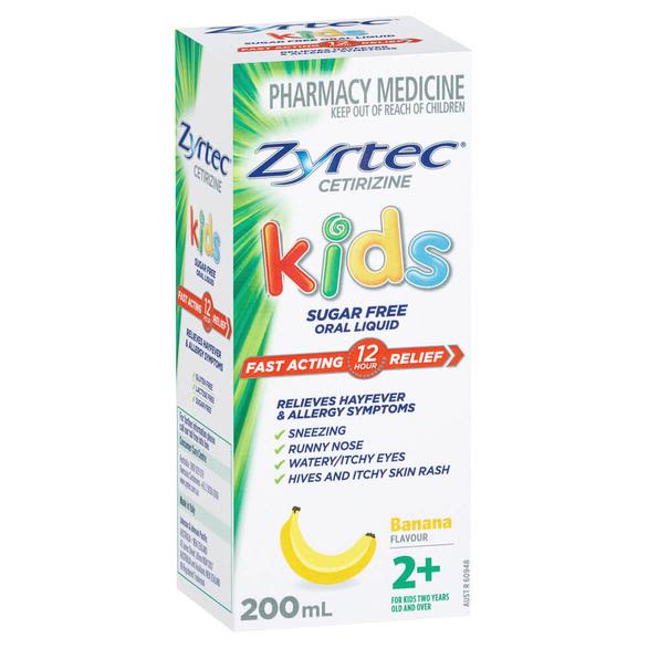 Zyrtec Kids Antihistamine Allergy & Hayfever Oral Liquid Banana