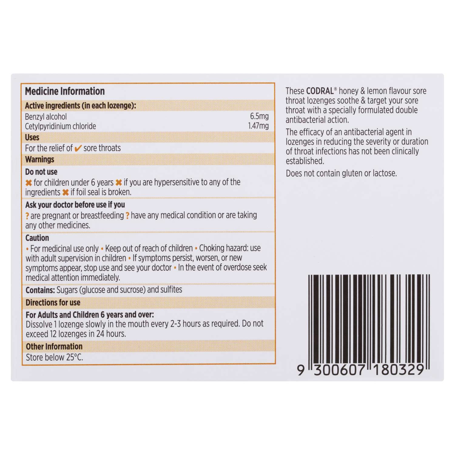 Codral Sore Throat Lozenge Honey & Lemon - Image 3 - Codral - en-AU