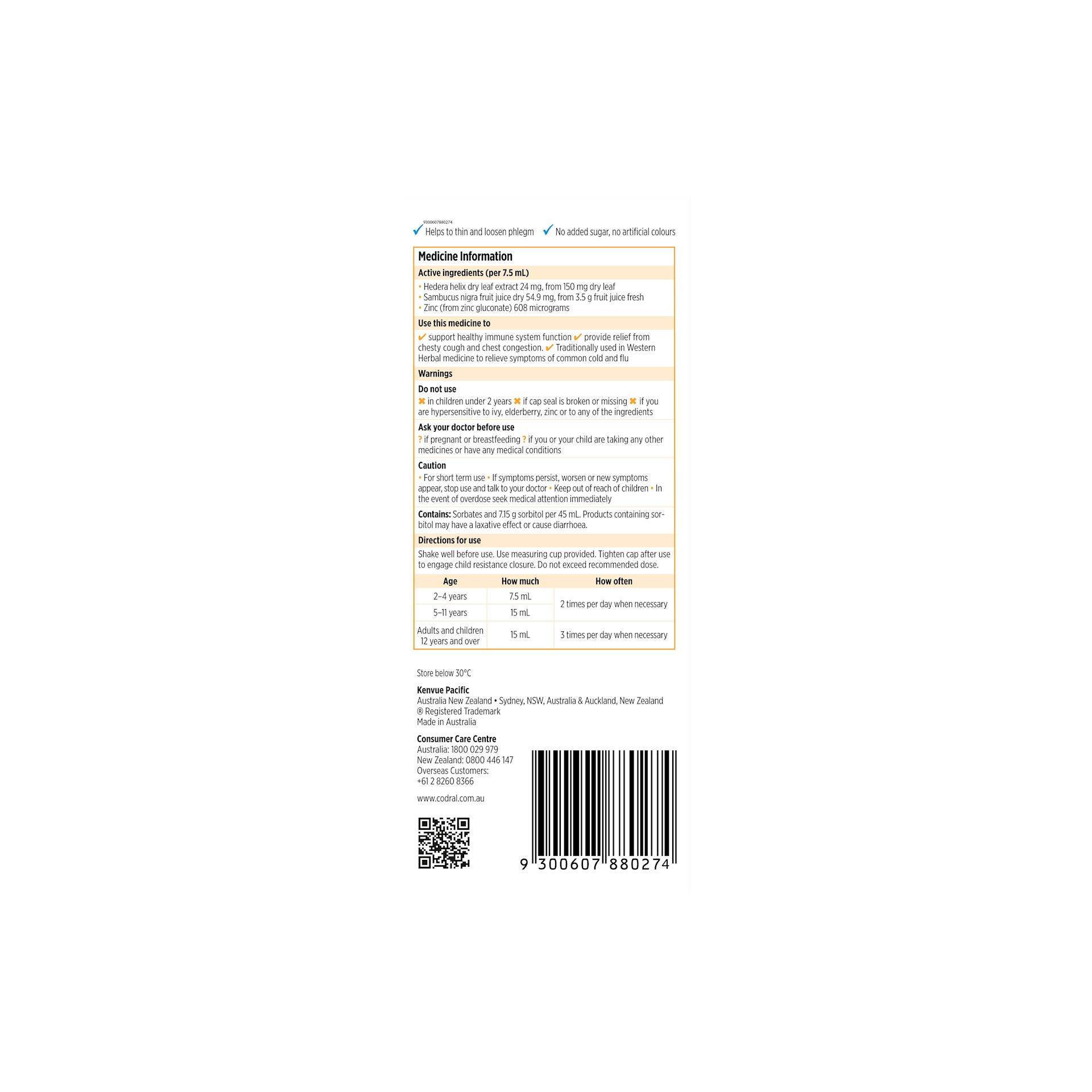 Codral Kids Cold & Flu Cough + Immunity Support
