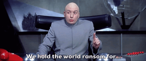 Before there was ransomware, Dr. Evil delivered threats the old-fashioned way.