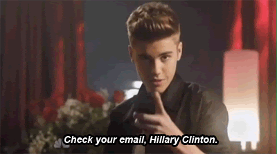 Justin Bieber asks Hillary Clinton to check her email as part of a skit