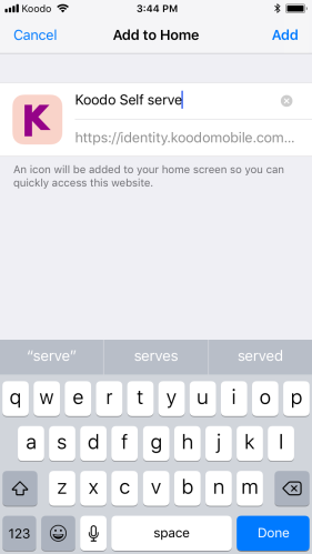 Koodo Self Serve Mobile Edit Name, ios