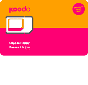 Koodo SIM cards fit standard, micro, and nano readers.